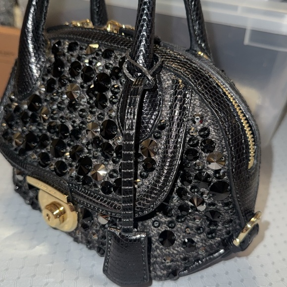 Preloved Salvatore Ferragamo mini fiamma satchel with sparkling stones. 9”X6”X3” - Picture 3 of 8